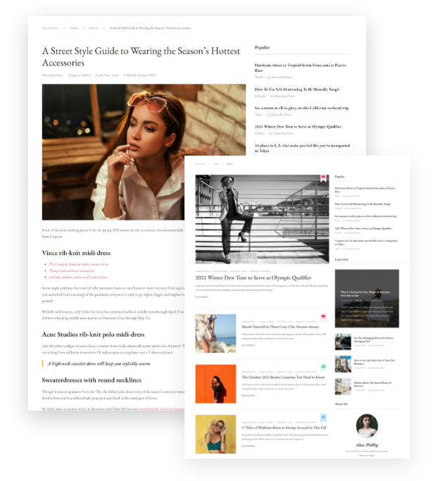 Present your latest articles in a responsive, <em>easy-to-navigate blog layout</em>