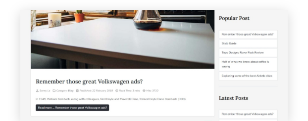Present your latest articles in a responsive, <em>easy-to-navigate blog layout</em>