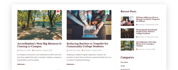 Present your latest articles in a responsive, <em>easy-to-navigate blog layout</em>