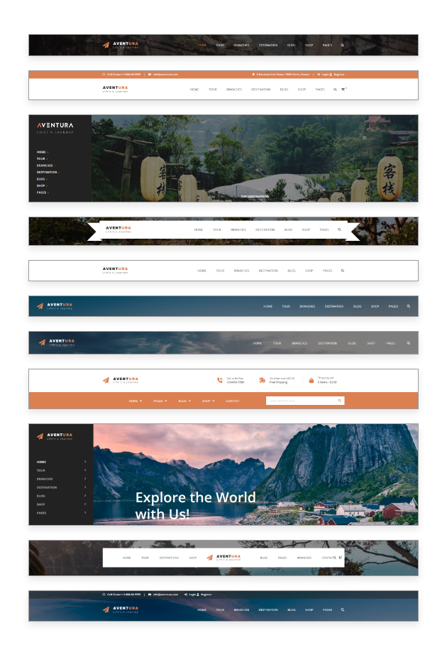 Packed with 11 beautiful <em>header styles</em> and 3 footer layouts