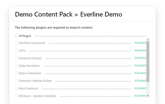Import the demo content with <em>1-Click</em>