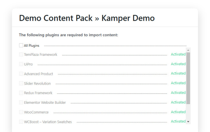 Install any starter website with <em>one-click</em> importer
