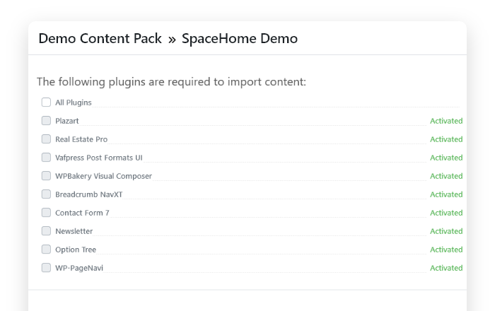 Install any starter website with <em>one-click</em> importer