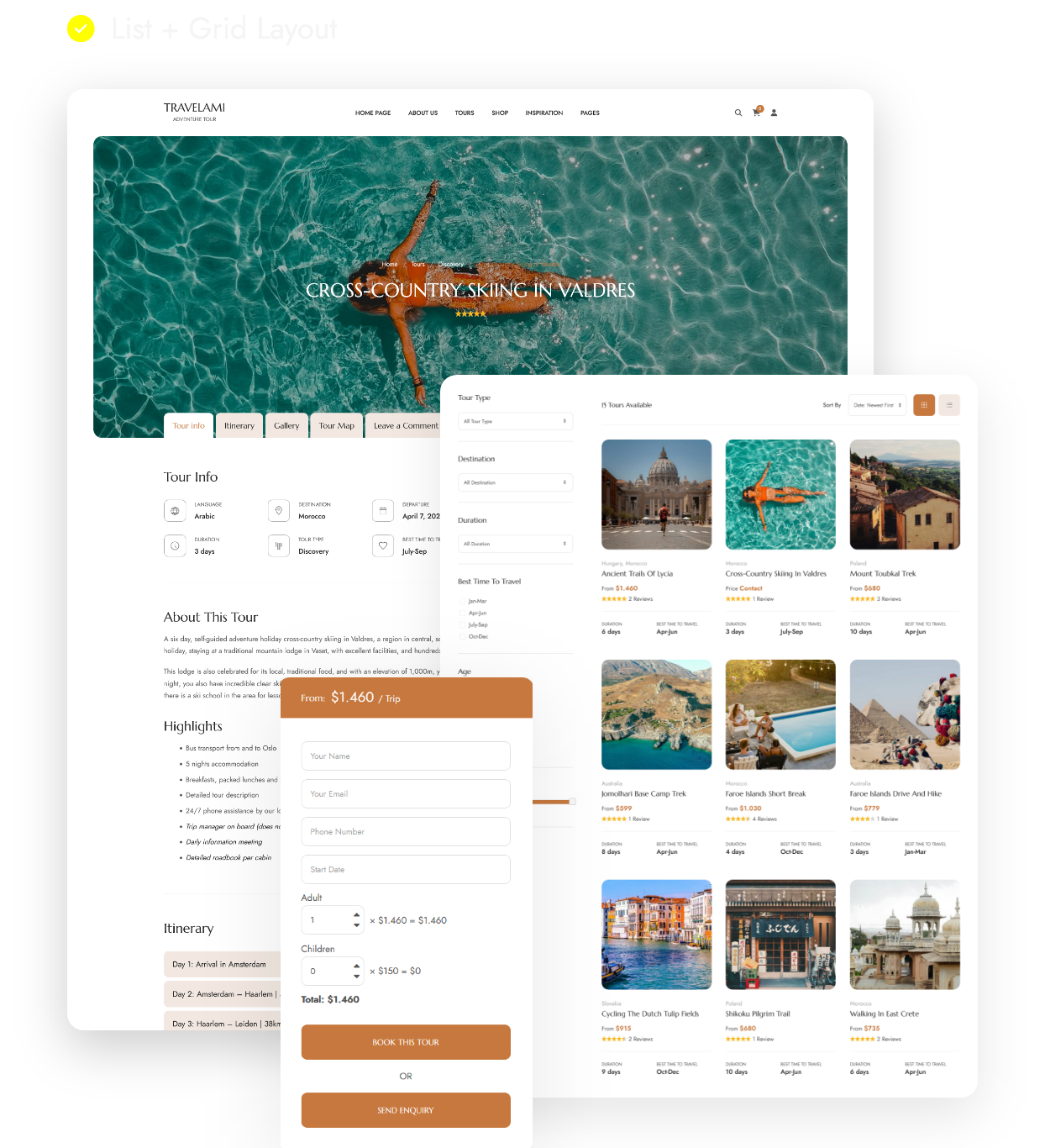 Showcase <em>Featured Tours</em> With Grid Vs List Layout