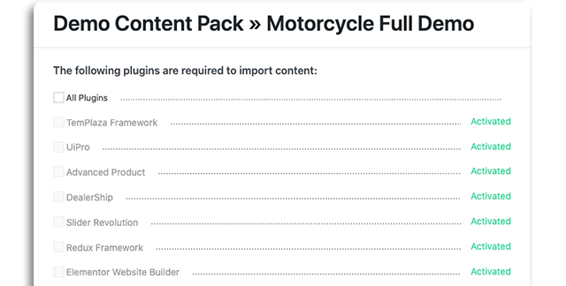 Install any starter website with <em>one-click</em> importer